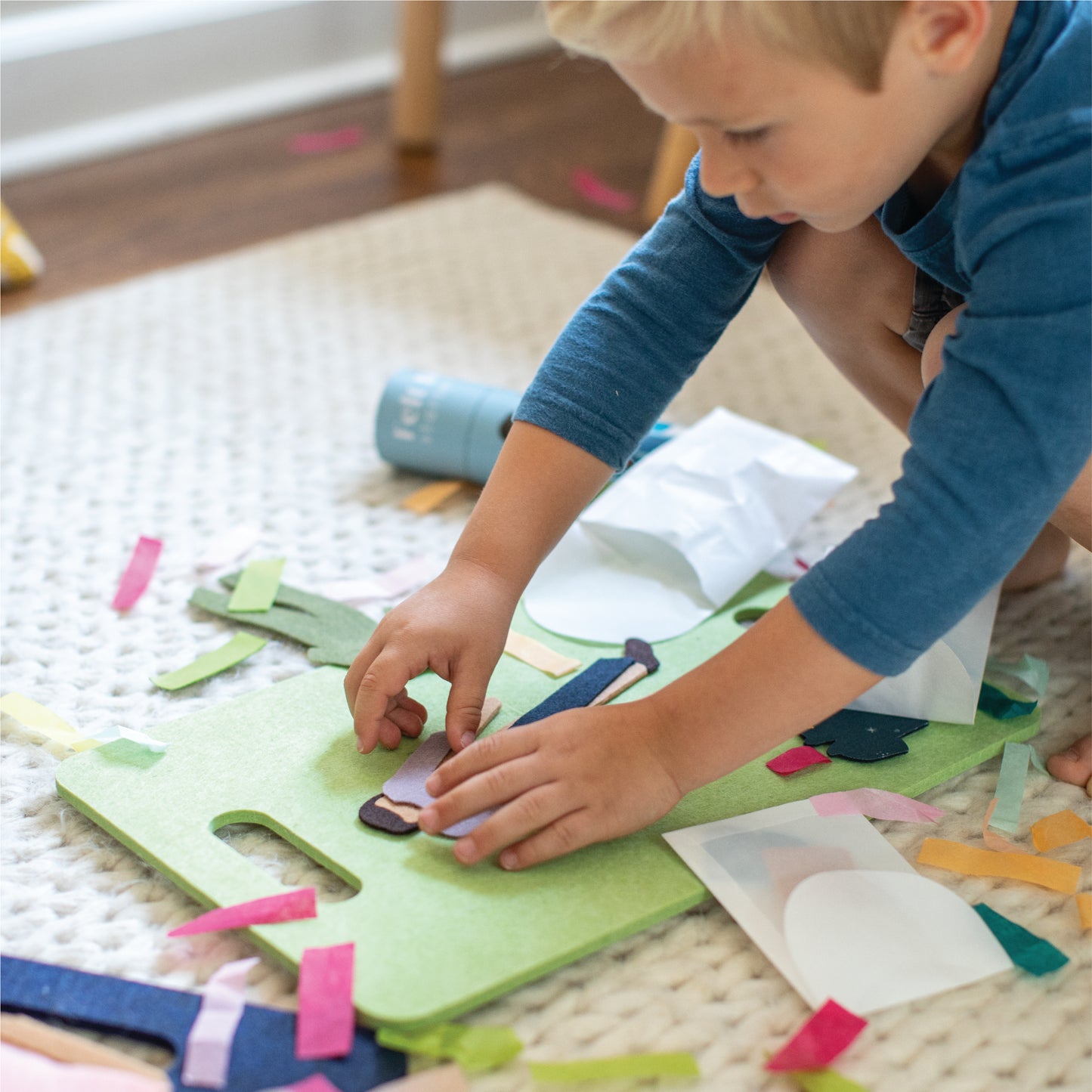 Felt boy doll with changeable clothes