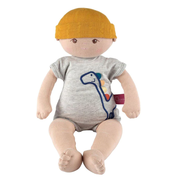 Soft Boy Baby Doll with Yellow Hat and Dinosaur Onesie