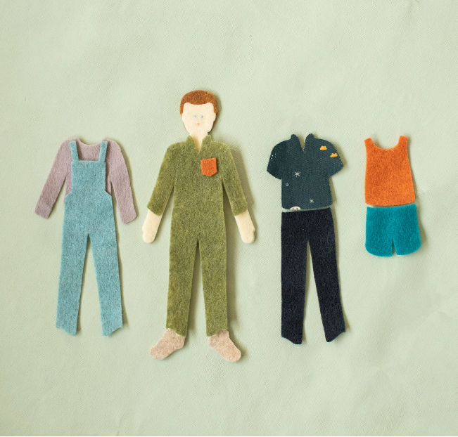 Felt boy doll with changeable clothes