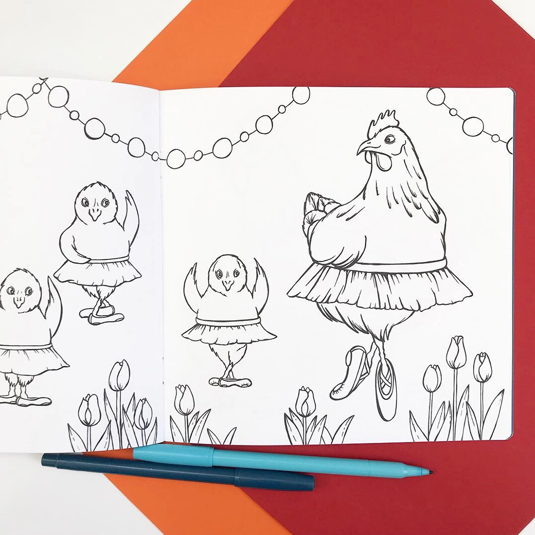 Fashionable Hens Coloring Book